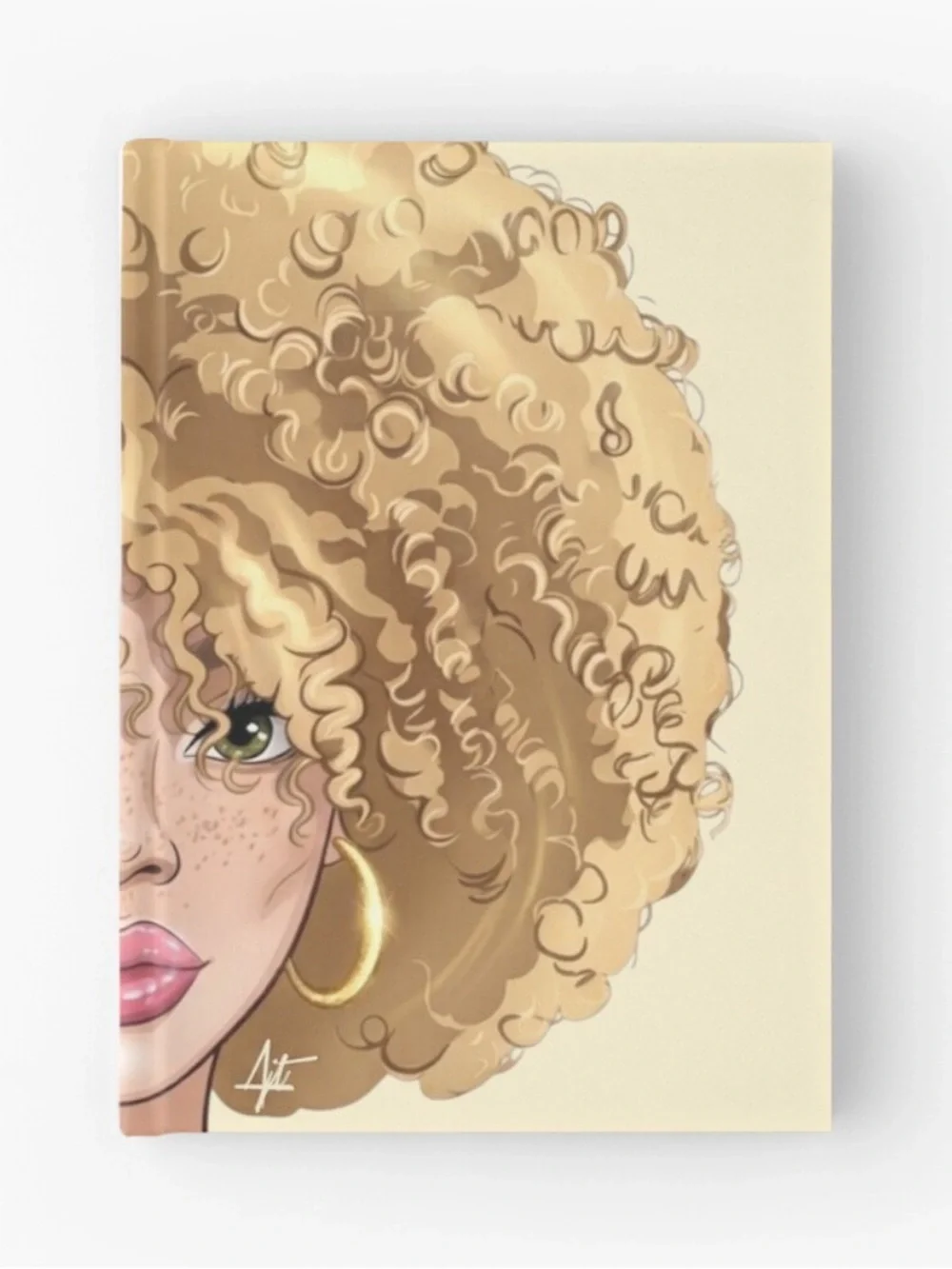 “Borrowed Sun” Illustrated Afro Portrait Hardback Journal